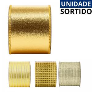 Fita Decorativa de Poliéster Dourada Sortida 2,7M X 6,3Cm Multiart