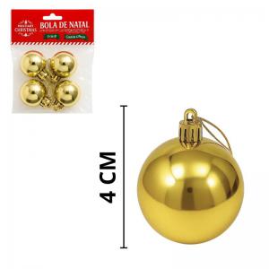 Kit de Bolas de Natal Douradas Metálicas 40Mm Multiart com 4 Unidades