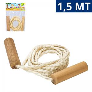 Corda para Pular 1,5 Metros em Sisal com Cabos de Madeira - Brubrika Fitness