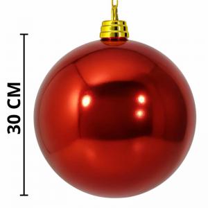 Bola de Natal Vermelha Metálica 300Mm Decoração Festiva Unidade