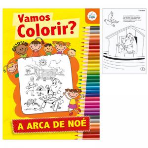 Livro de Colorir e História Arca de Noé Infantil 8 Páginas Educativo