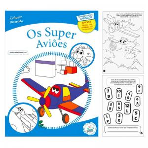 Livro de Colorir e Atividades os Super Aviões 16 Páginas Educativo Infantil