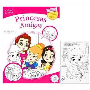 Livro de Colorir Princesas Amigas com Atividades e Histórias 16 Páginas