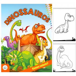 Livro Infantil Vamos Colorir Dinossauros 10 Páginas Educativo