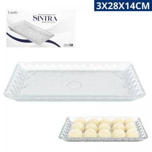 Travessa Retangular Sintra Lanty 3X28X14Cm Vidro Transparente Ke Home