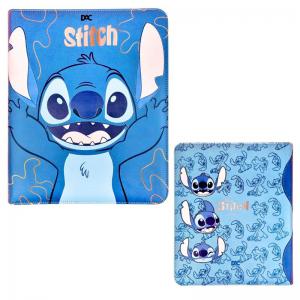 Fichário Escolar Stitch com Divisórias, Azul, Material Resistente