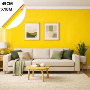 Papel Adesivo Contact Amarelo 45Cmx10M Decoração e Renovação