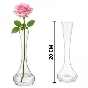 Vaso de Vidro Solitário Transparente 20X6,5Cm Cristais Parisiense Decoração Elegante