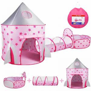 Barraca Infantil Dobravel Castelo 3 em 1 C/Tunel e Piscina de Bolinhas 298X100X120Cm
