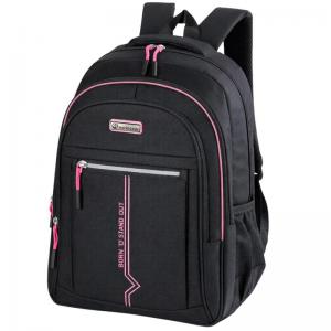 Mochila Escolar Executiva Juvenil Preta Pink 45X30X13Cm Office 18