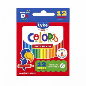 Lápis de Cor 12 Cores Sextavado Resina Colors Curto - Kit Escolar