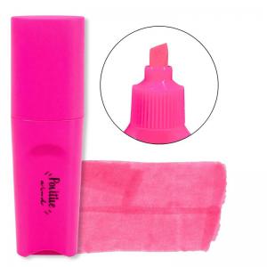Marca Texto Mini Neon Pink Fluorescente, Escritório Escola, Alta Durabilidade