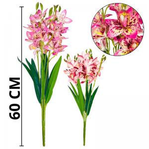 Haste Orquídea Cymbidium Rosa Rajada 60Cm, Decoração Floral 3D