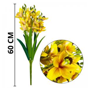 Haste Orquídea Cymbidium Amarela 3D 60Cm Decorativa Resistente