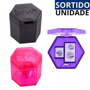 Apontador Plástico Hexagonal 3 Furos Multifuncional Escolar Colorido