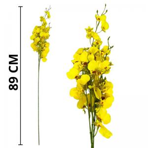 Haste Orquídea Chuva de Ouro Amarela 89Cm Decoração Artificial Luxo