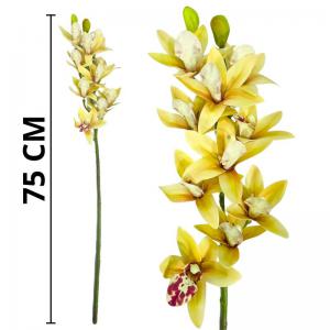 Haste Orquídea Cymbidium 3D Creme 75Cm Decoração Elegante