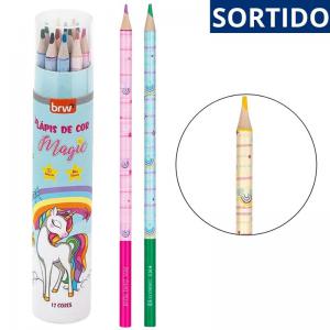 Lápis de Cor Magic 12 Cores Inteiro - Material Escolar Criativo