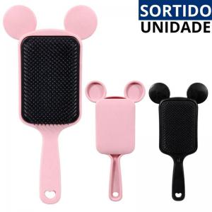 Escova de Cabelo Raquete Disney com Orelhinhas Coloridas Desembaraçante