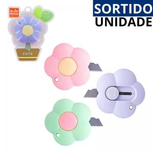 Estilete Florido em Plástico Colorido 5Cm, Cortador Manual