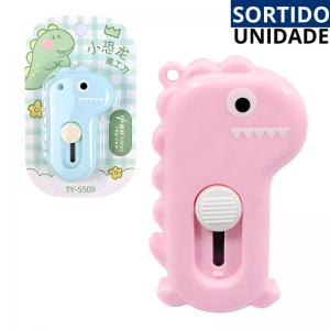 Estilete Dinossauro Colorido em Plástico 7Cm - Material Escolar Divertido