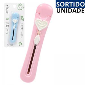 Estilete Reto Coração Plástico Colorido 9Cm para Scrapbook e Artesanato