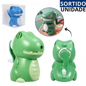 Apontador de Mesa Manivela Dinossauro Duplo Oval com Depósito 11X6Cm