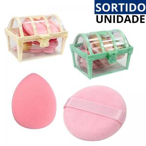 Kit Esponja Maquiagem Sortidas com Baú 8 Peças - Esponja Gota