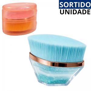 Pincel Maquiagem Base Hexagonal Decorado Glitter com Esponja Gota
