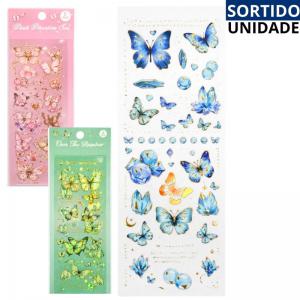 Cartela Adesivo Sticker Borboletas Sortidas 2 Unidades Decoração Diy