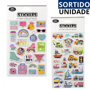 Cartela Adesivo Sticker 3D Espuma Sortidos 23 Peças Decoração Criativa