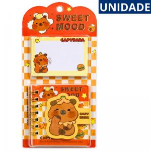 Caderneta Capivara 8X8Cm 60 Folhas com Bloco Post-It 4,5X7Cm 40 Folhas