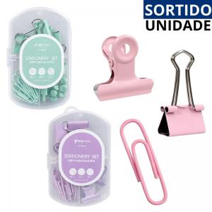 Kit Clips 28Mm com Prendedores de Papel Sortidos 23 Peças