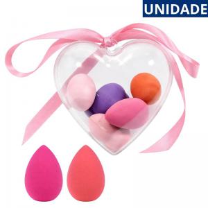 Kit Esponja Mini para Maquiagem 5 Peças com Estojo Coração