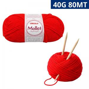 Lã Círculo Mollet 40G Cor Chama 0145 Vermelho 80 Metros Artesanato