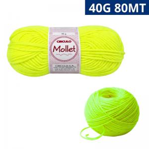 Lã Círculo Mollet Amarelo Neon 40G 80M Artesanato Tricô Crochê