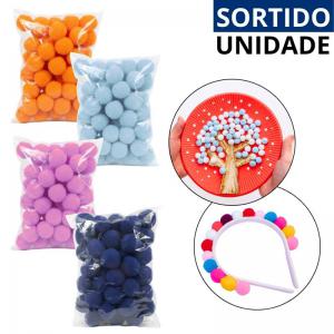 Kit Pompons Escolares Mini Coloridos 2Cm, Pacote com 40 Unidades