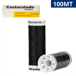 Linha de Costura Costuratex Preta 100Mt Resistente - Pacote com 10