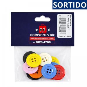 Botão Kr Colorido 32Mm com 4 Furos Kit 10 Unidades Artesanato Costura