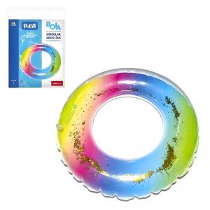 Boia Circular Infantil Arco-Íris 60Cm para Piscina, Colorida e Segura