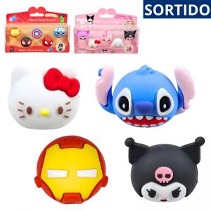 Borracha Escolar Ponteira Divertida Personagens Sortidos Kit 5 Unidades