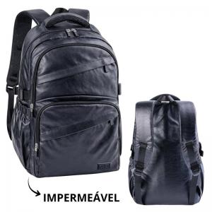 Mochila Escolar Juvenil Preta Metalizada Impermeável 44X30X13Cm