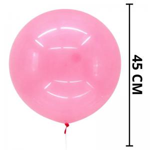 Balão Bubble Transparente Rosa 45Cm Decoração Festa Aniversário