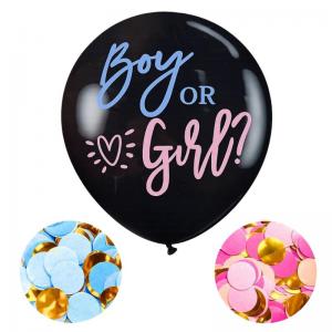 Balão Metalizado 90Cm Preto Azul Rosa Chá Revelação Pezinho Coração