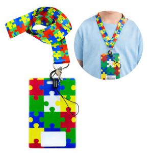 Cordão de Identificação Autismo com Porta Crachá Ajustável e Durável