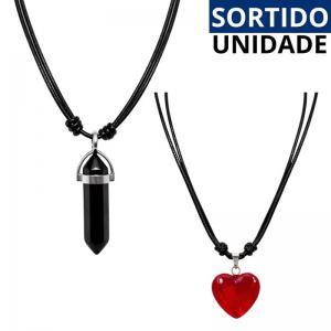 Colar Pingente Quartzo Sortidos Regulável Elegante Unissex Ajustável