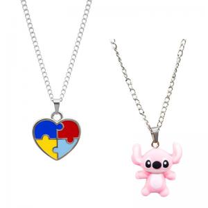 Conjunto Colar e Brincos em Aço Inox Prata com Strass Elegante