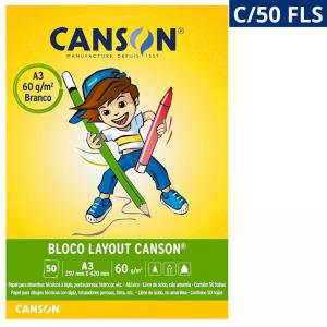 Bloco de Desenho Layout A3 Branco 297X420Mm 60G com 50 Folhas
