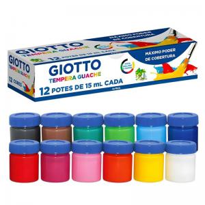 Kit Tinta Guache Escolar Giotto 15Ml com 12 Cores - Arte e Criatividade