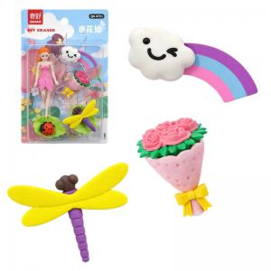 Borracha Escolar Divertida Fadas 4Cm Kit com 5 Unidades para Crianças